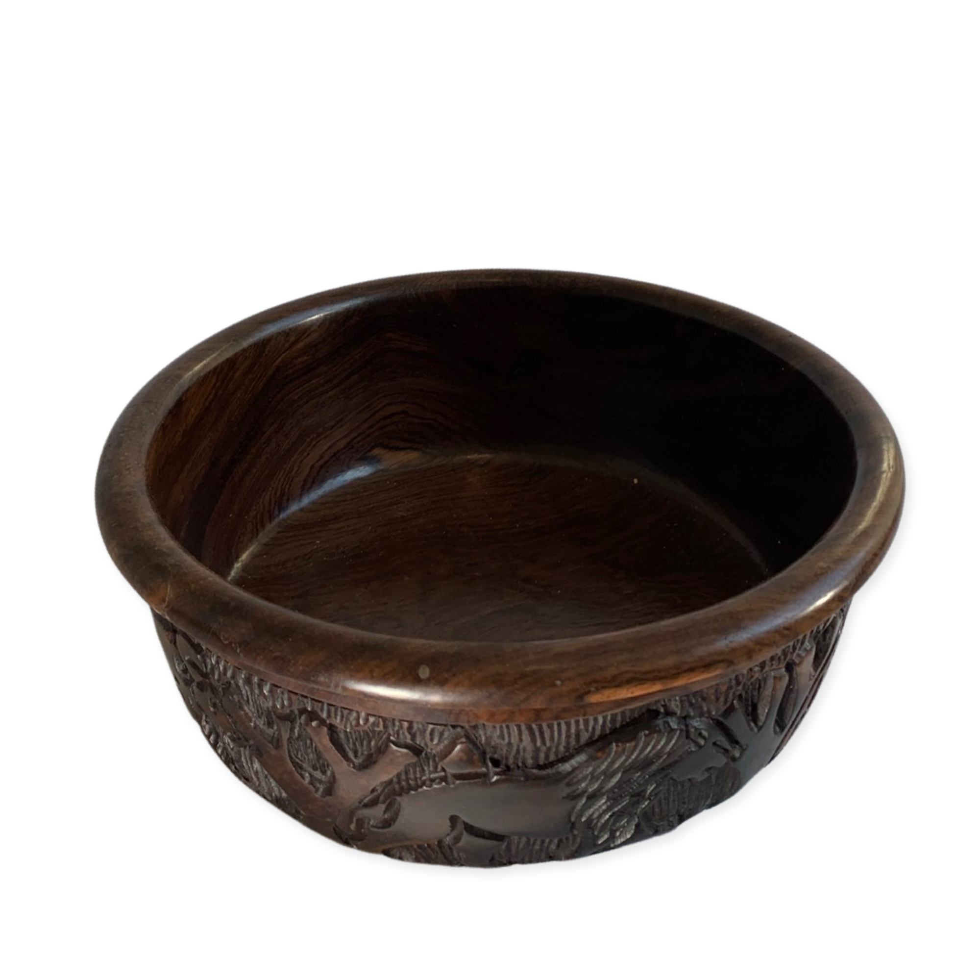 Hand-carved ebony wood bowl.