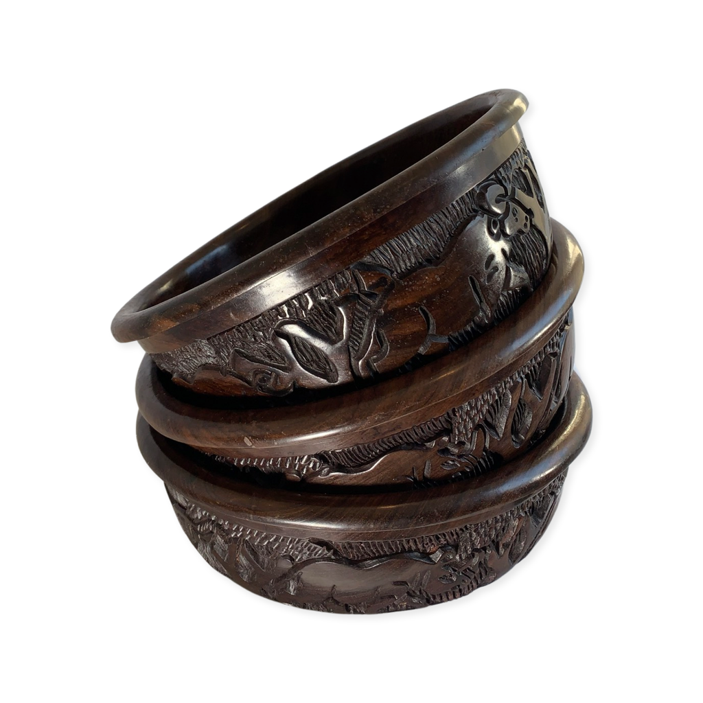 Hand-carved ebony wood bowl.