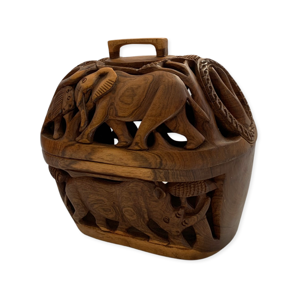 Hand-carved wooden fruit bowl