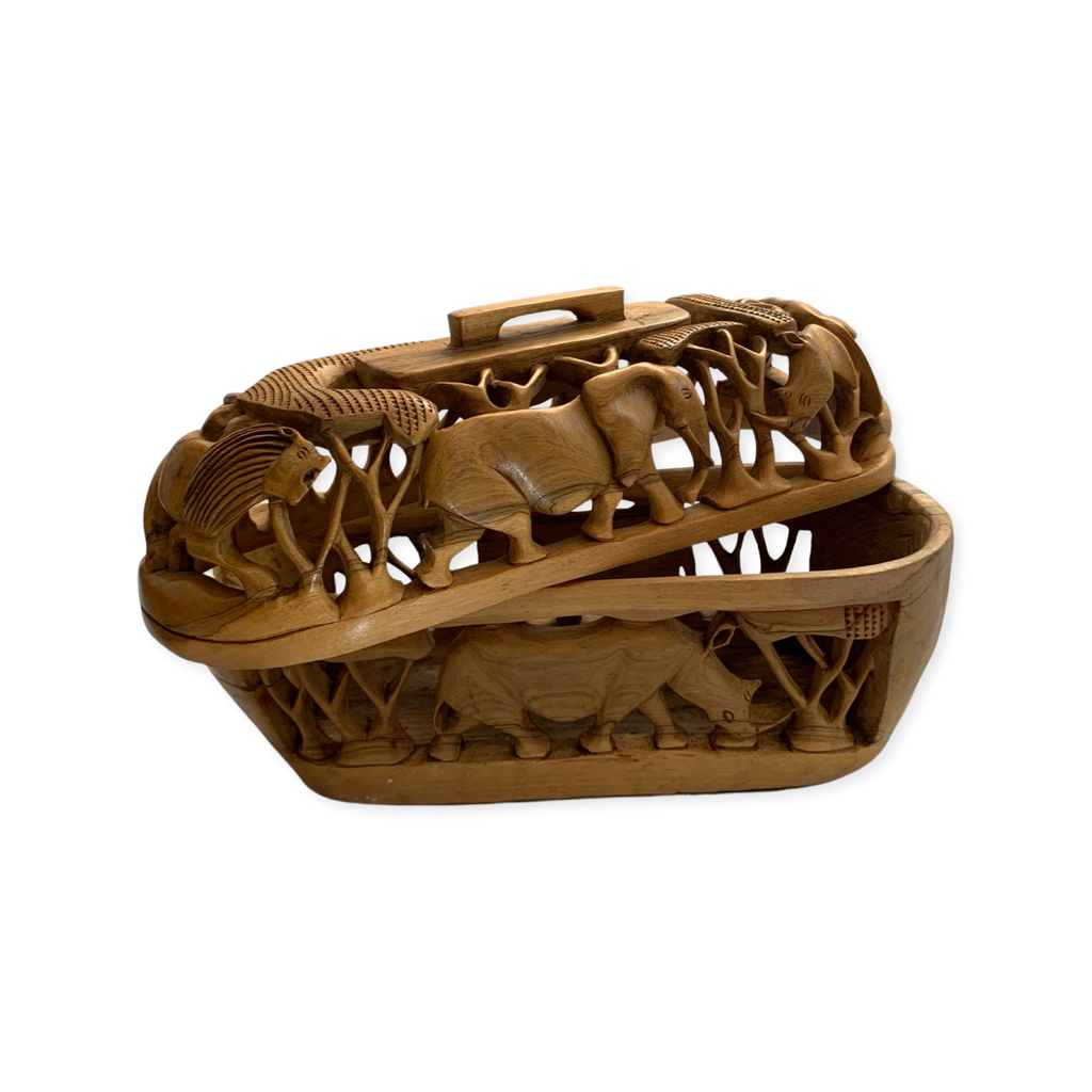 Smaller hand-carved wooden fruit bowl.