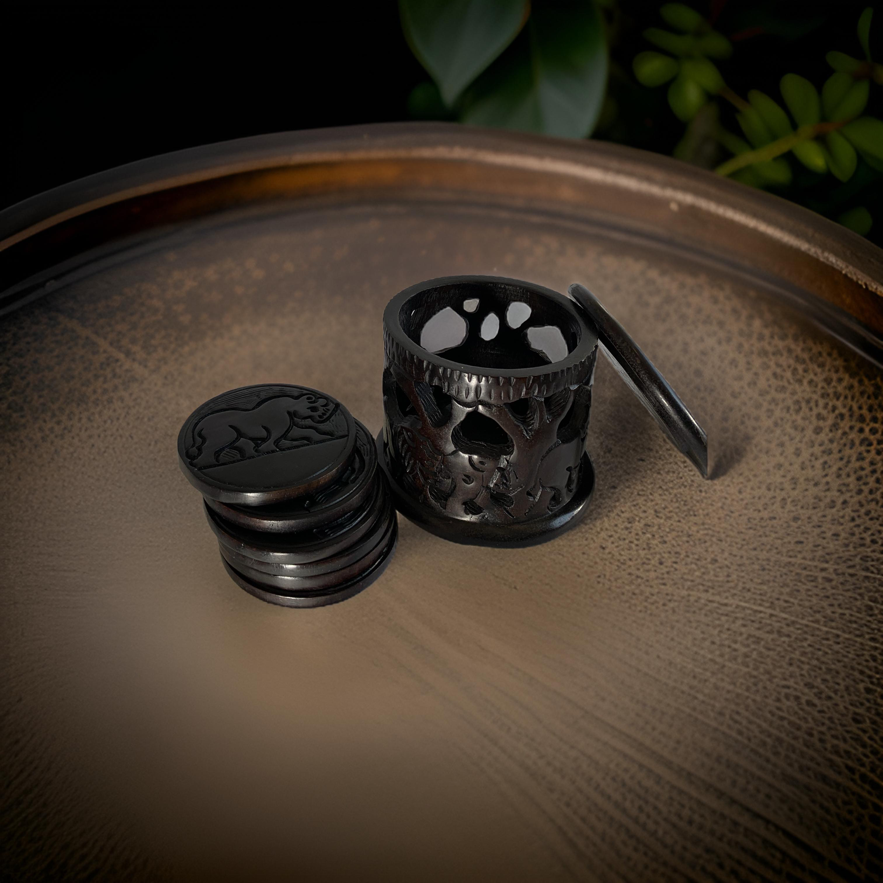 Handcrafted Ebony Wood Coaster Set