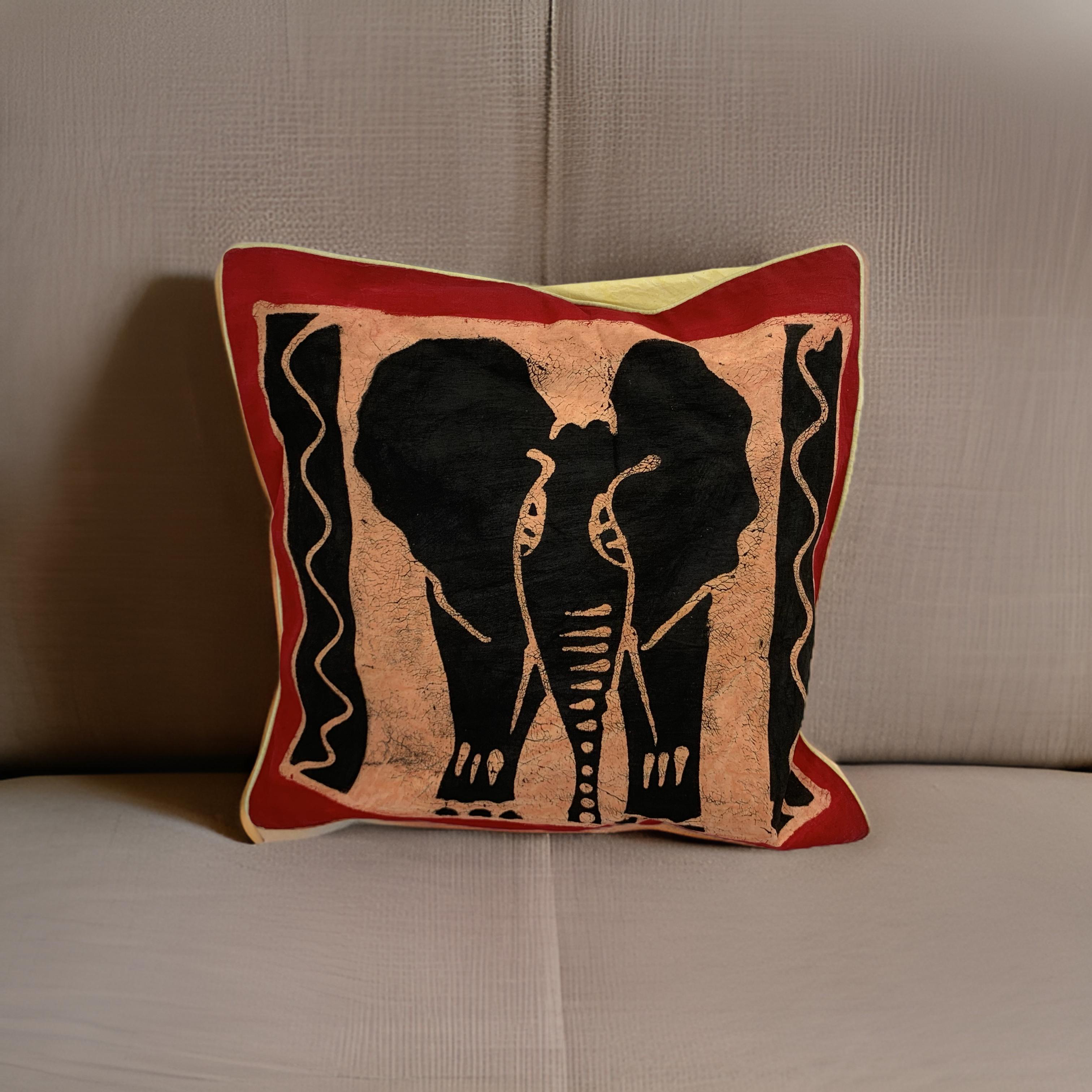 Handcrafted African Batik Cushion Covers – Wildlife Collection (Elephant, Rhino & Zebra Designs)