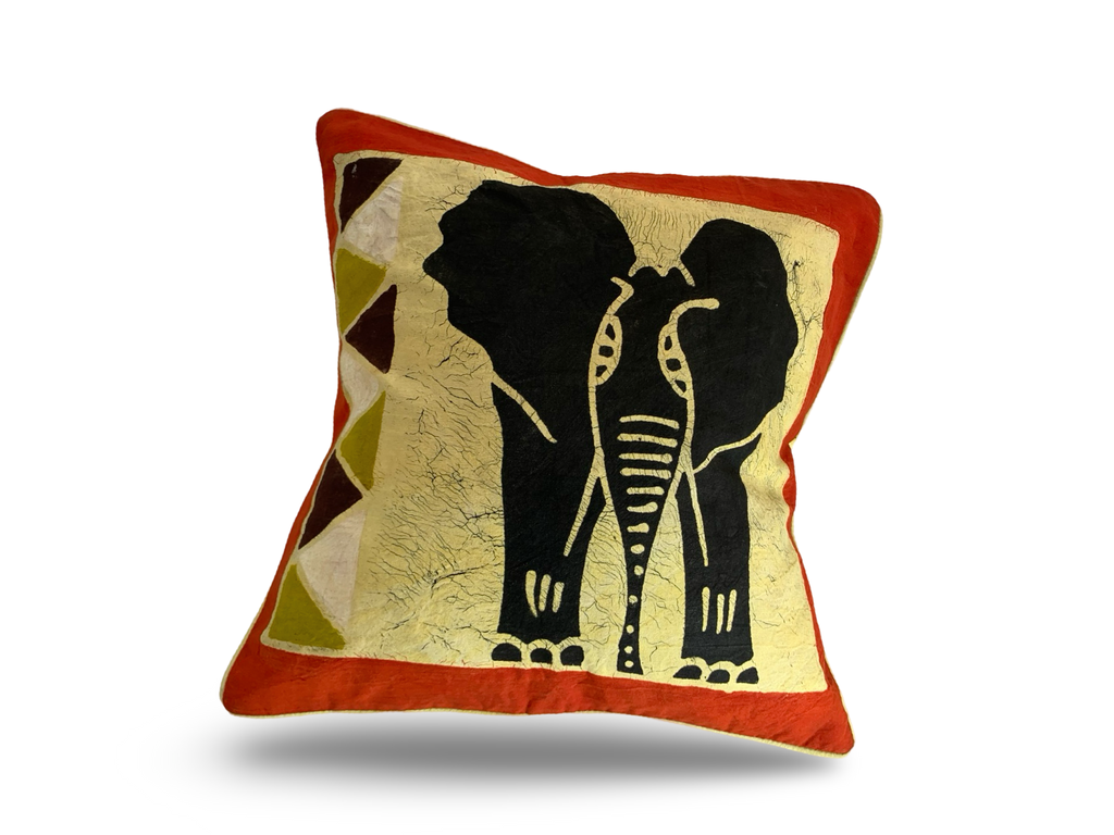 Handcrafted African Batik Cushion Covers – Wildlife Collection (Elephant, Rhino & Zebra Designs)